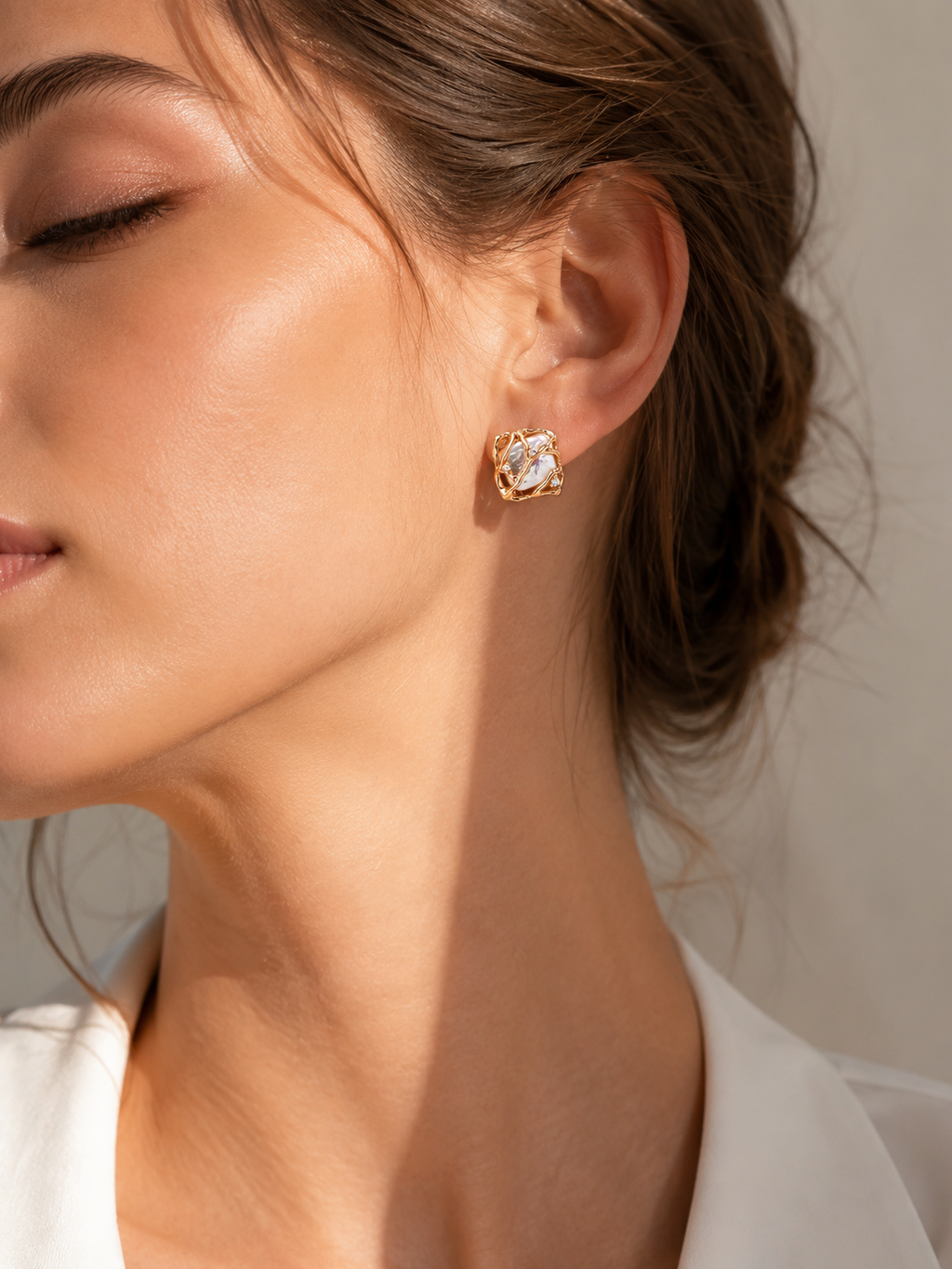 Vine Pearl Square Earrings